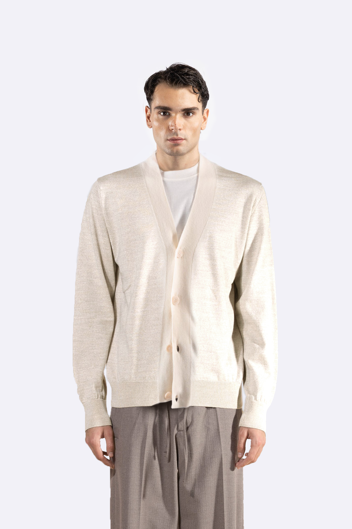 Cardigan in misto lana - Beige