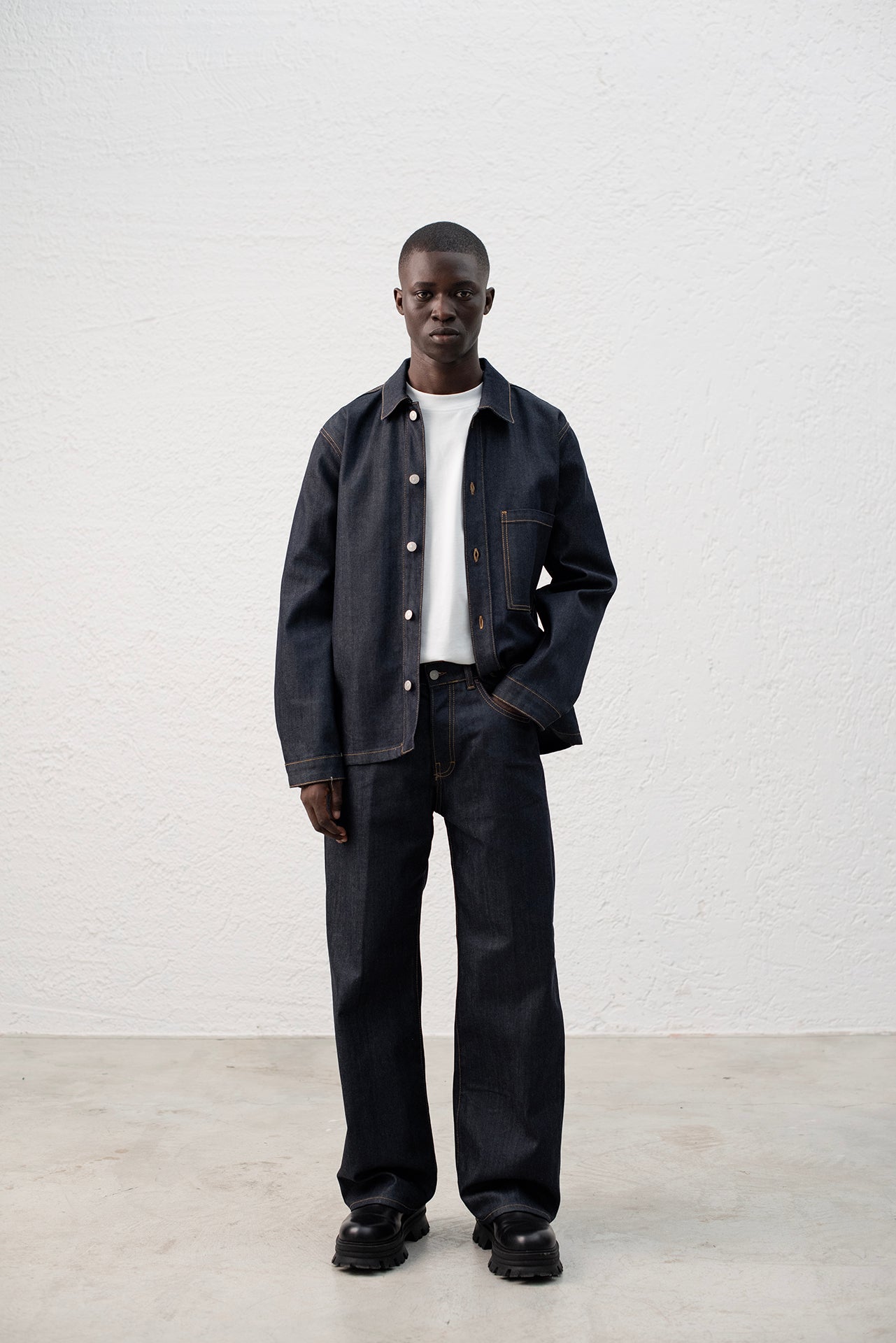 chemise en denim indigo