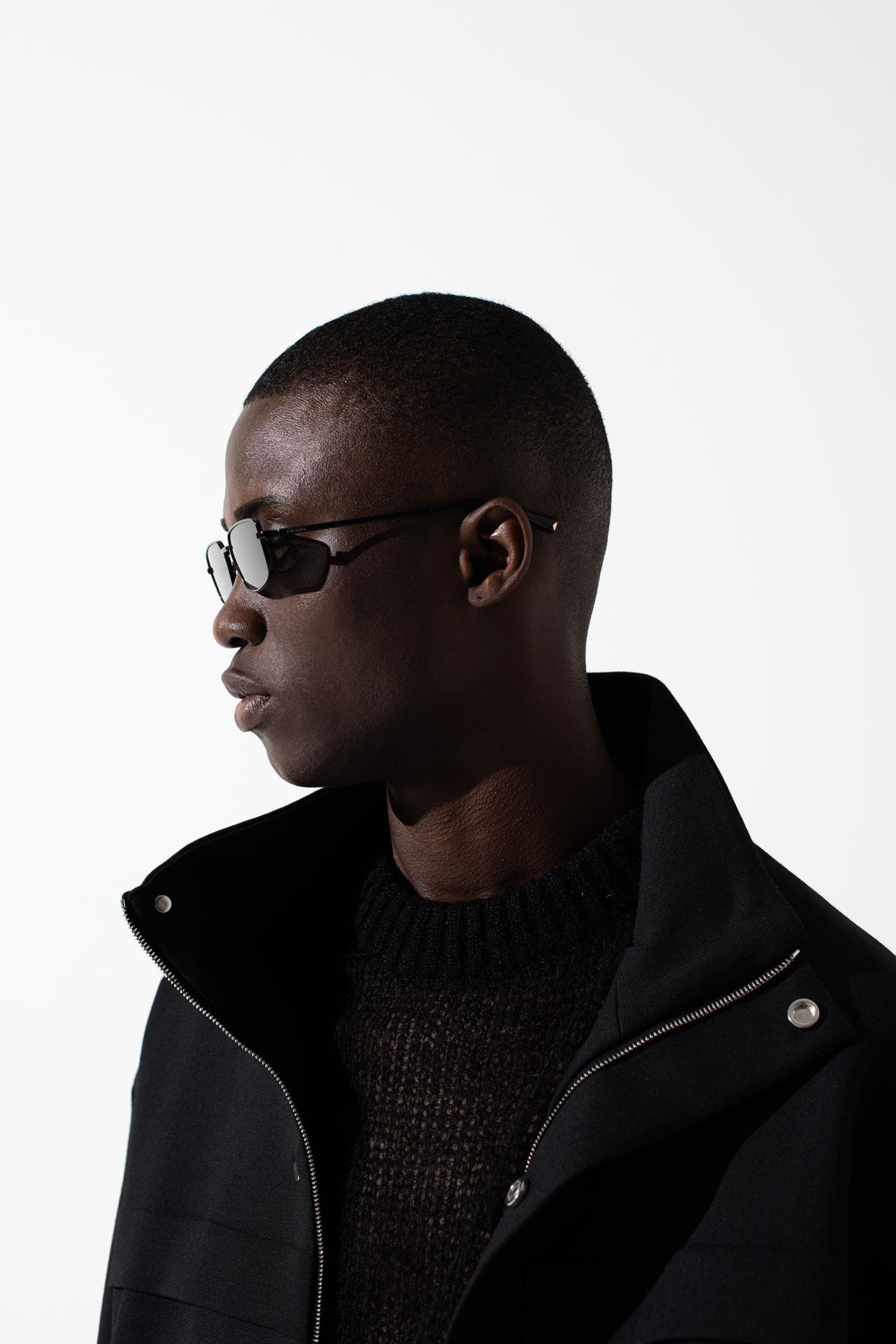 Veste zippée à col montant - Noire