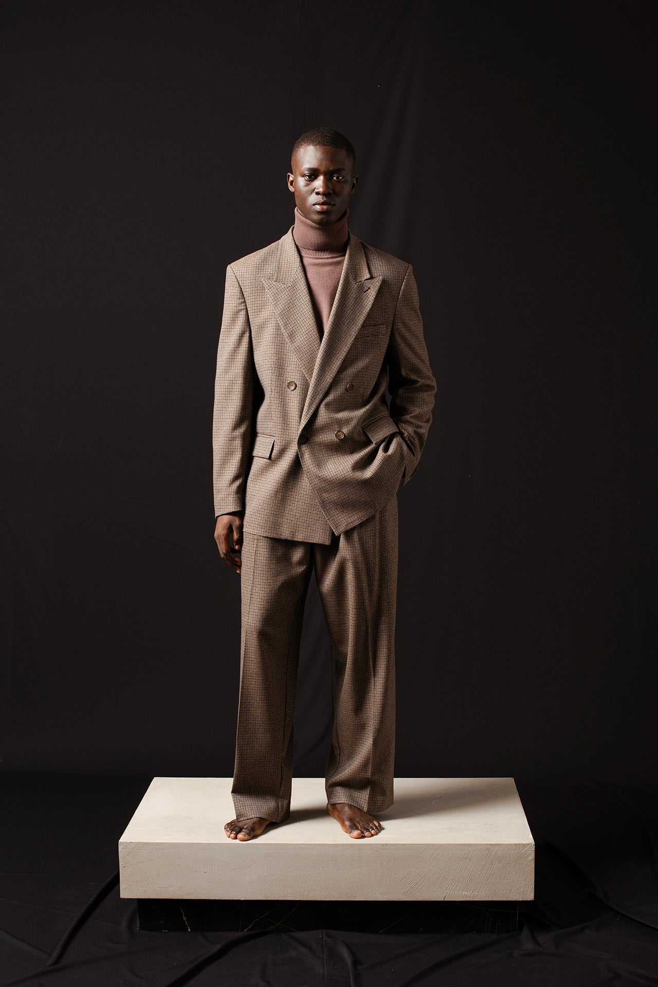 Veste surdimensionnée à double boutonnage à motif pied-de-poule