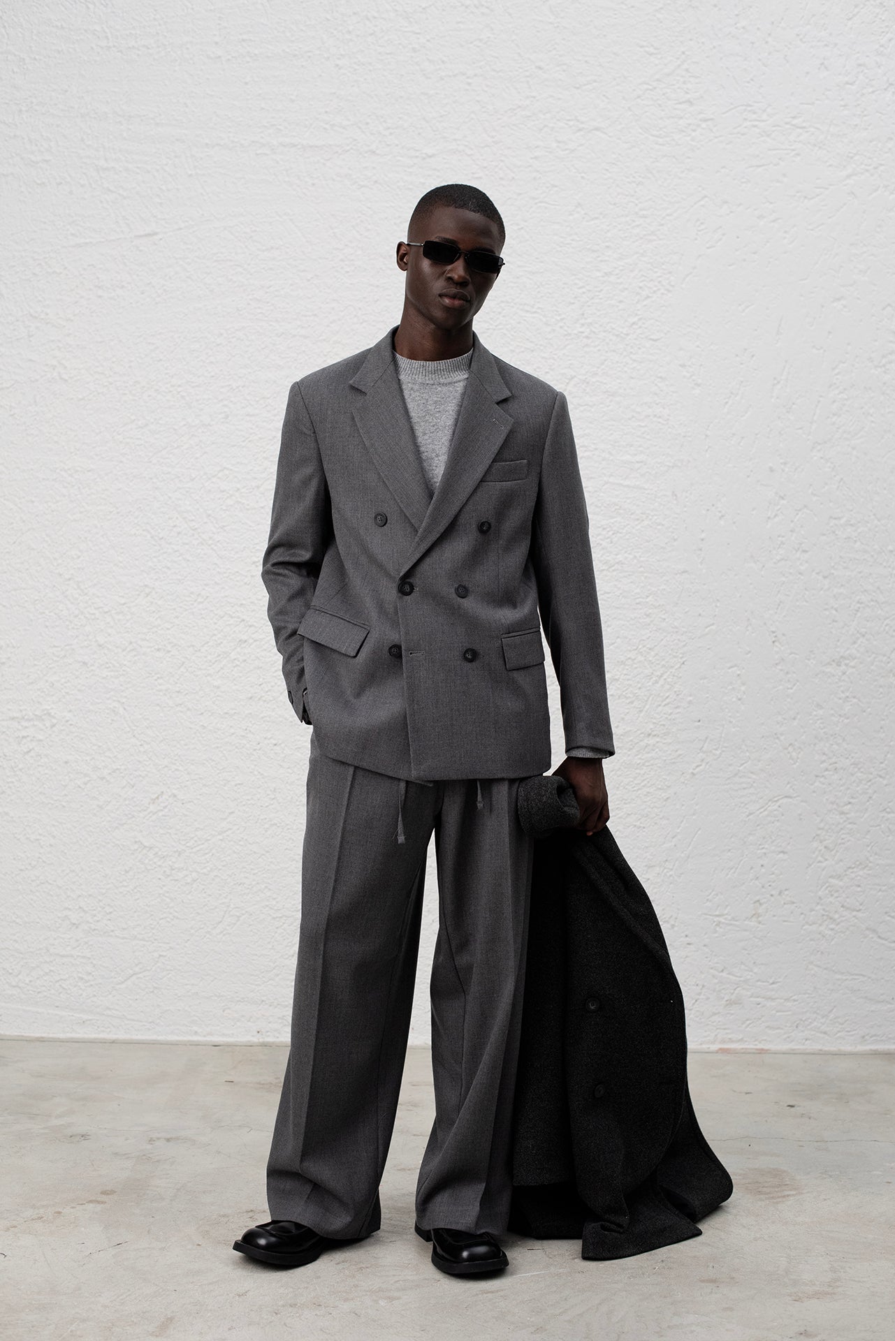 Veste de costume croisée - Grise