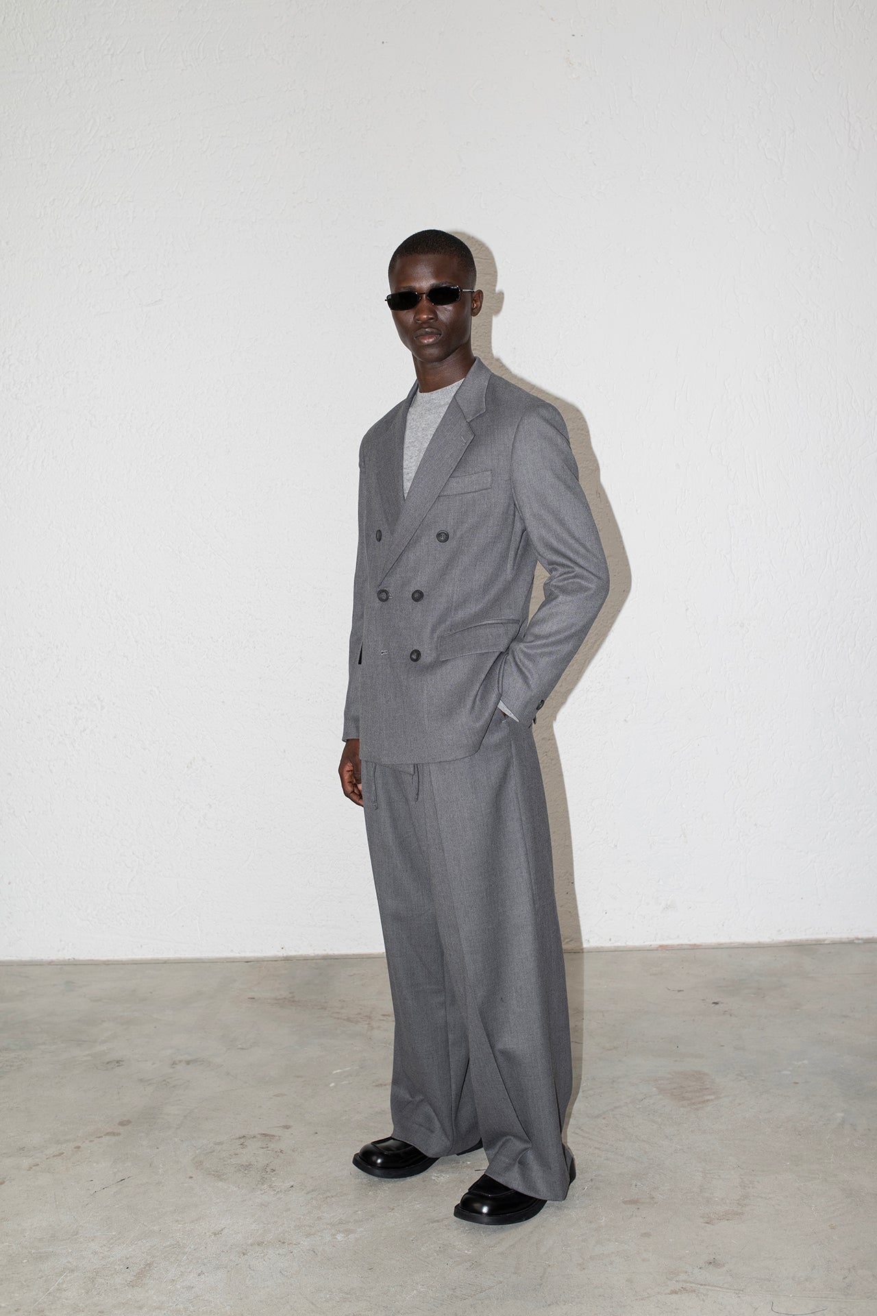 Veste de costume croisée - Grise