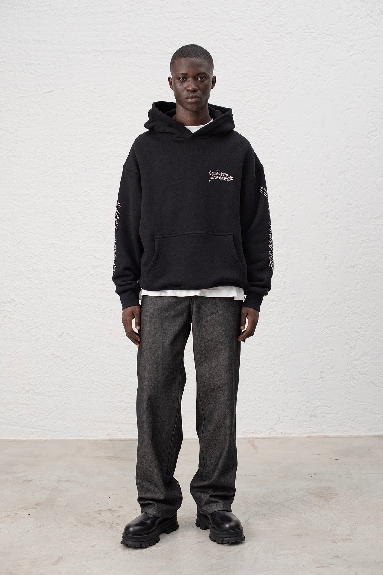 Sweat-shirt oversize à imprimé sur les manches - Noir