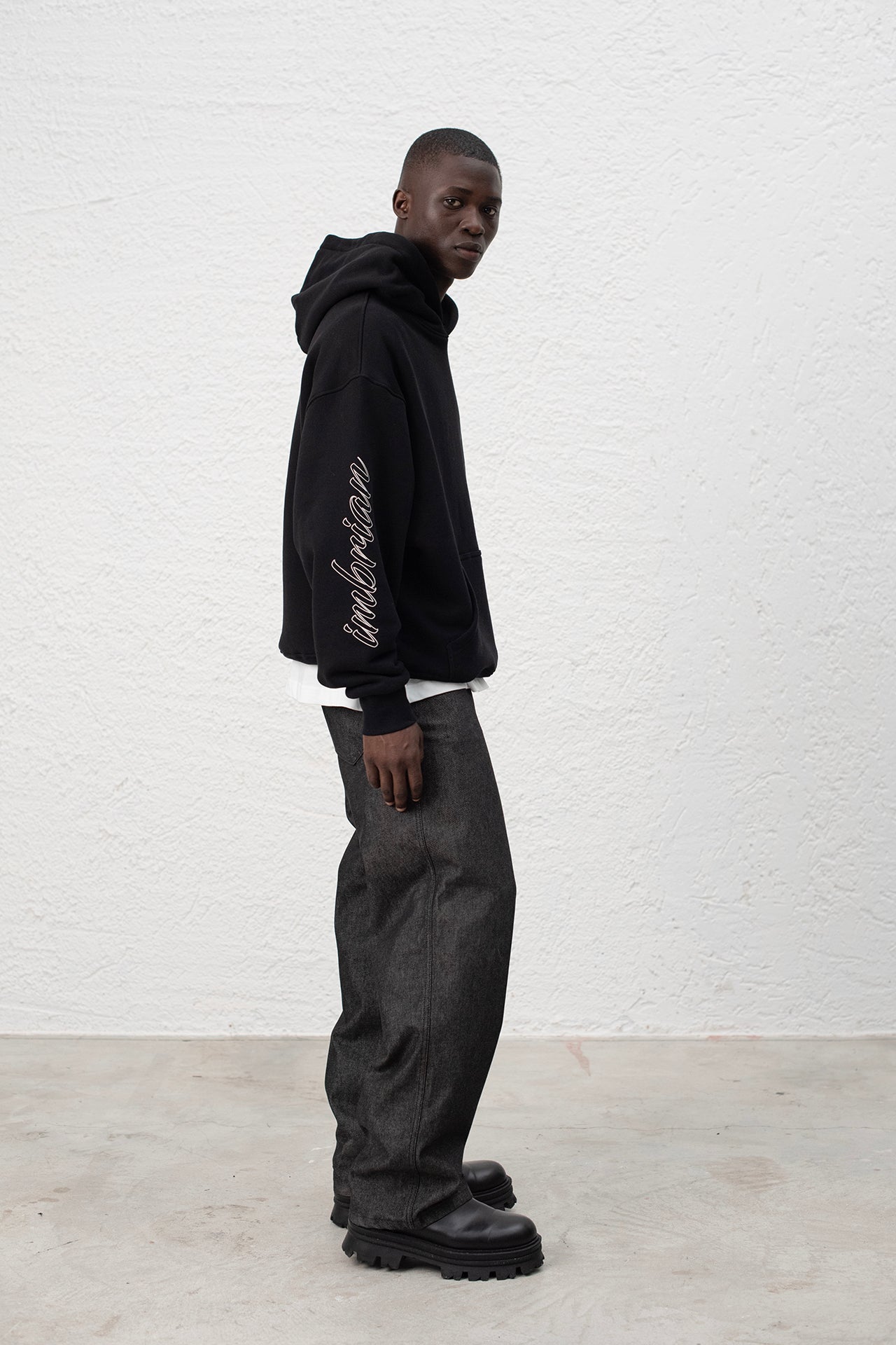 Sweat-shirt oversize à imprimé sur les manches - Noir