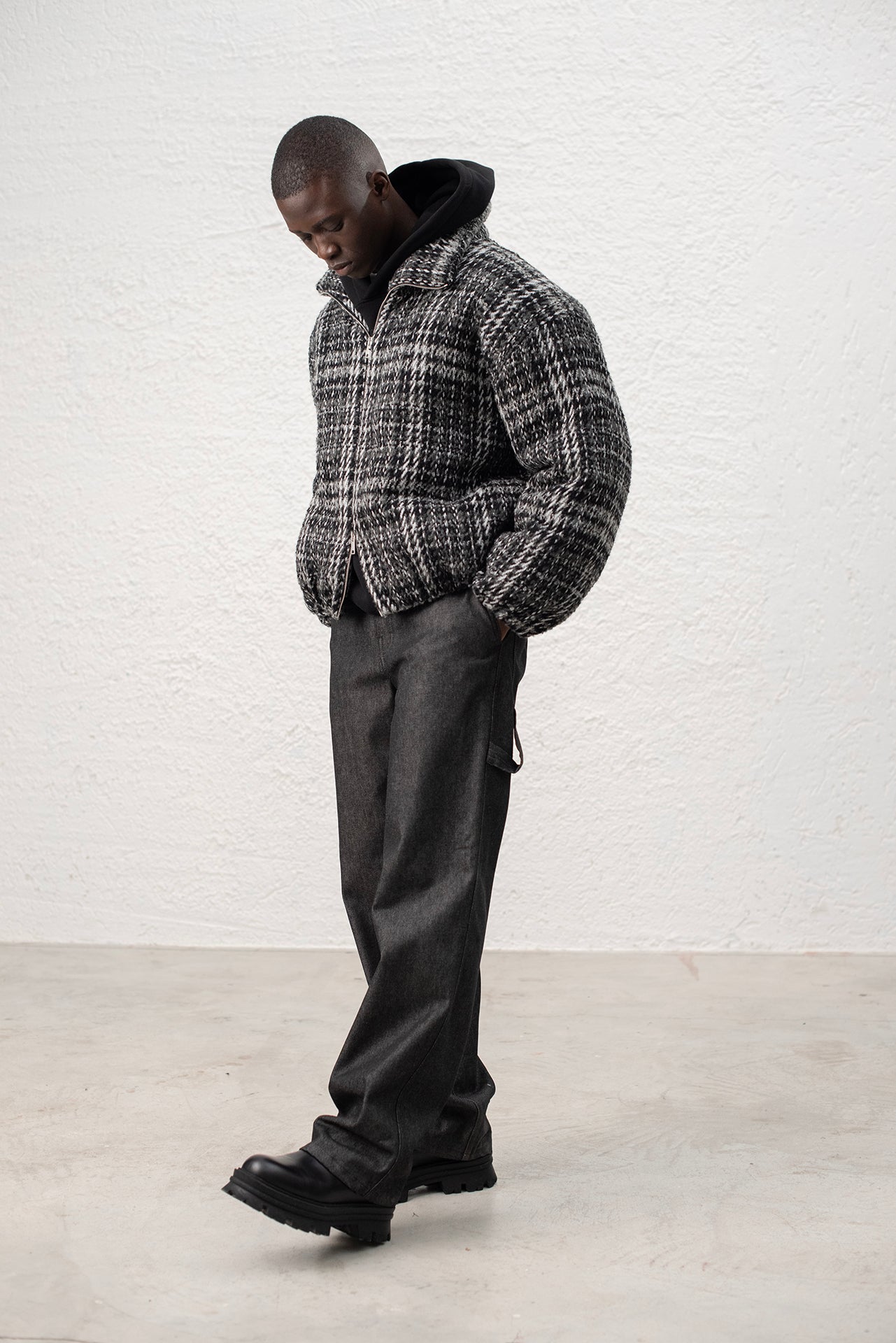 veste oversize en tweed à carreaux