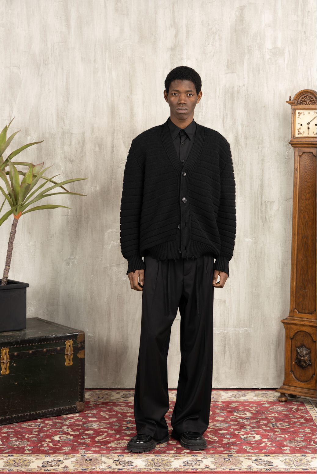 Pantaloni larghi con coulisse - Nero