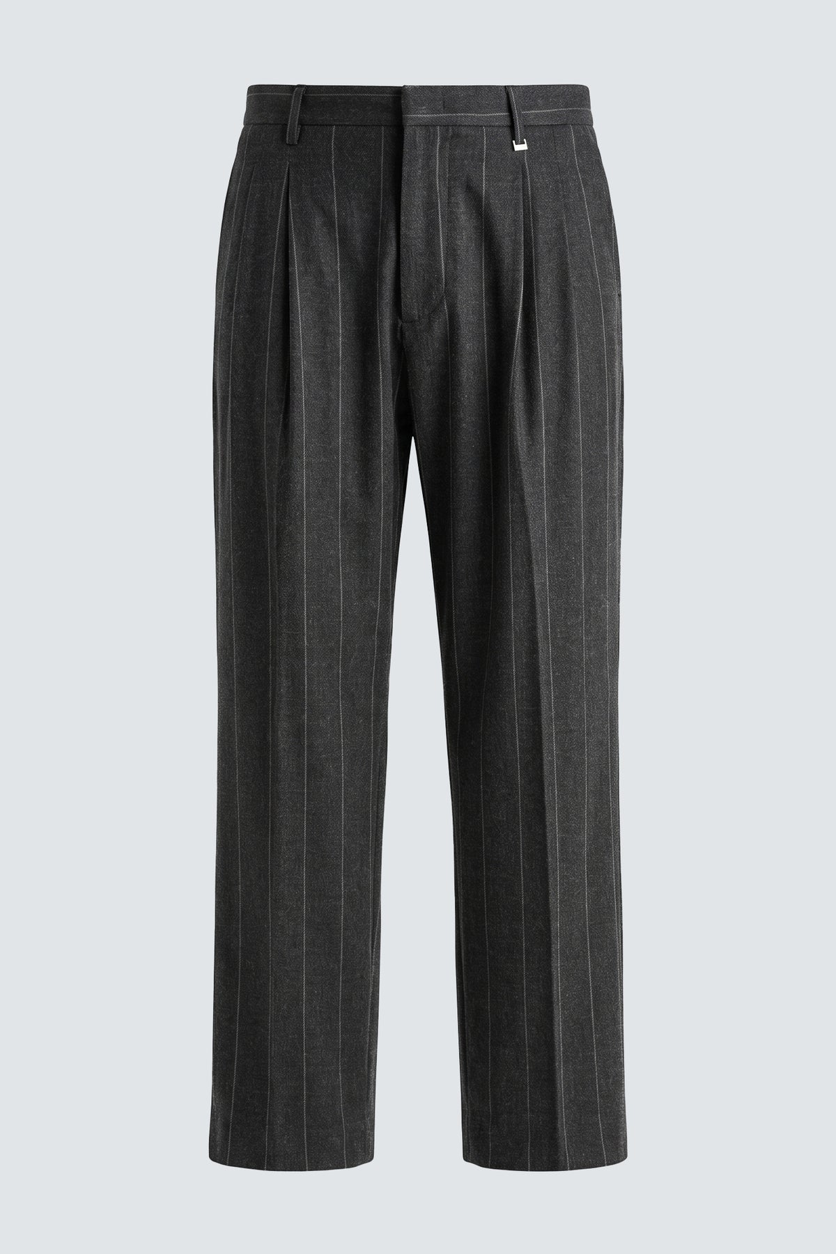 Pantaloni larghi gessati in lana