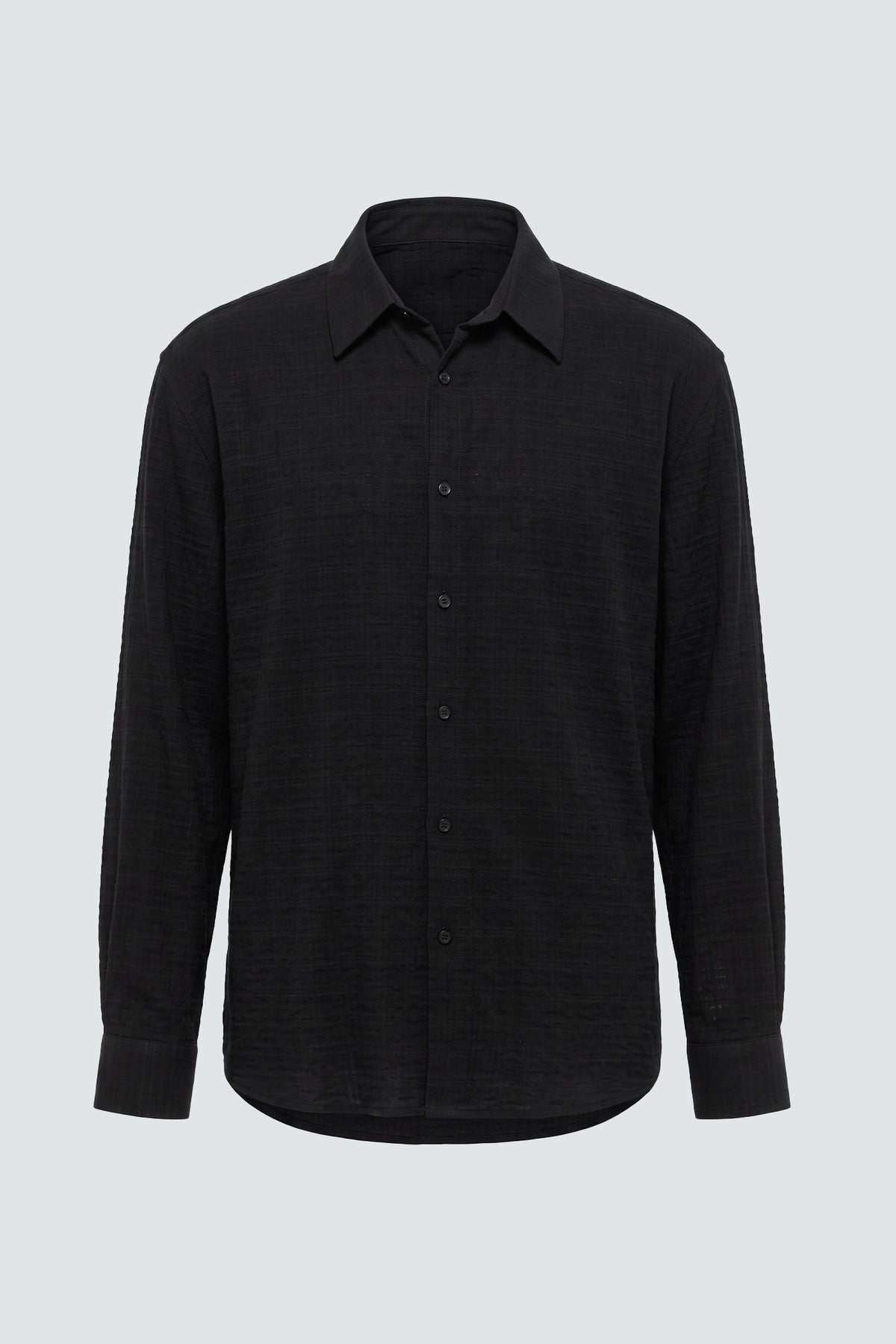 Camicia jacquard in viscosa - Nero