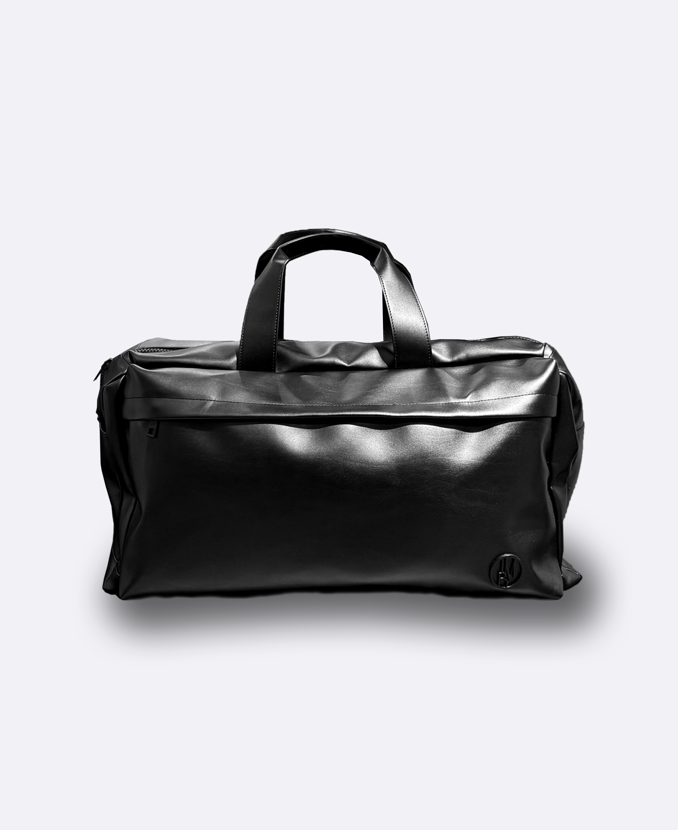 Sac à dos en cuir écologique avec logo en métal noir mat