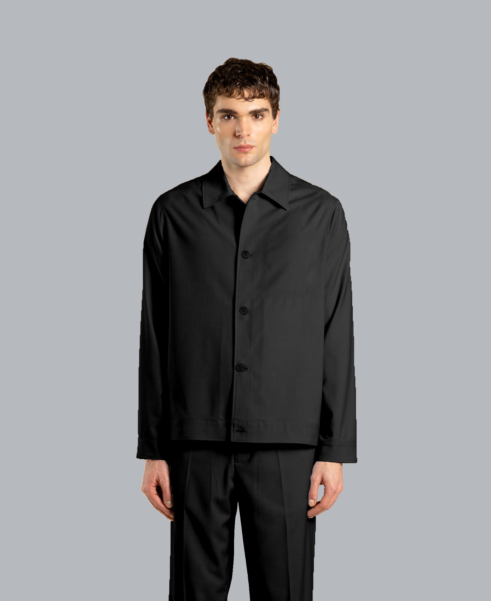Long-sleeved shirt jacket - Black