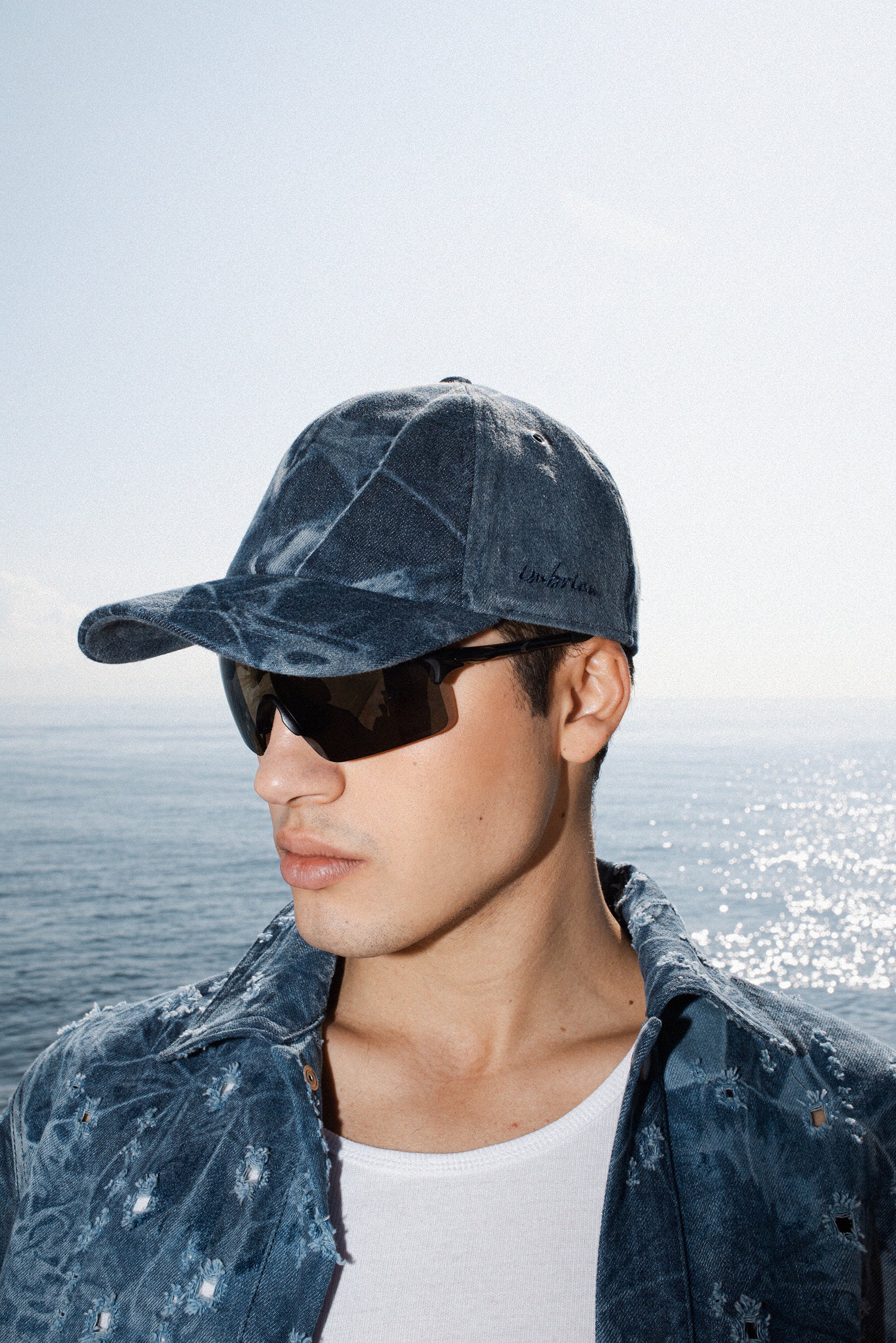 casquette de baseball en coton denim bleu