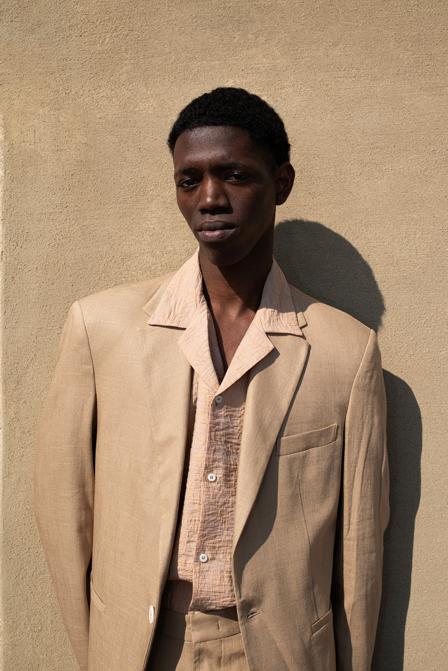 Giacca monopetto in misto lino - Beige