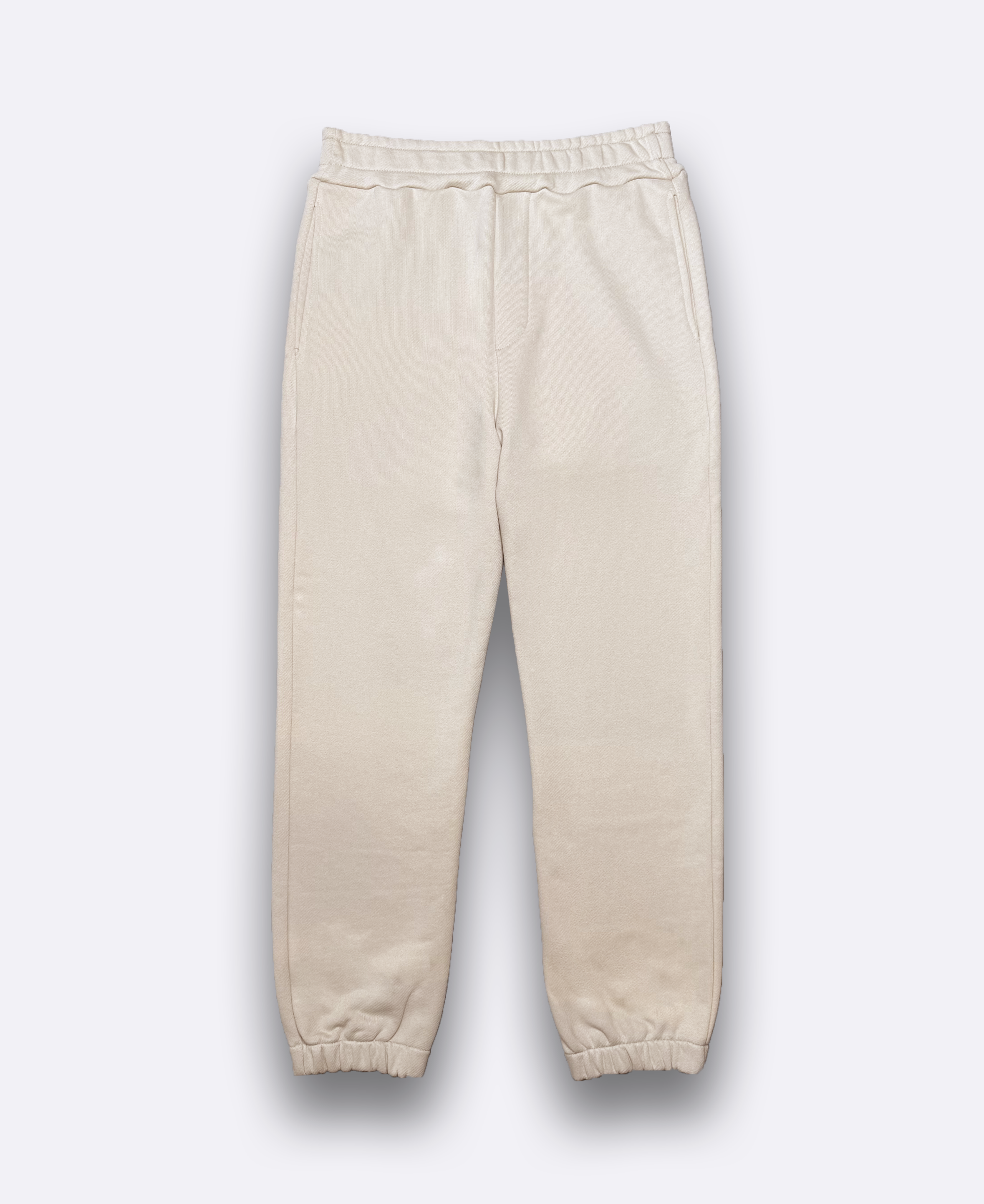 Pantaloni in felpa di cotone elastico al fondo - Beige
