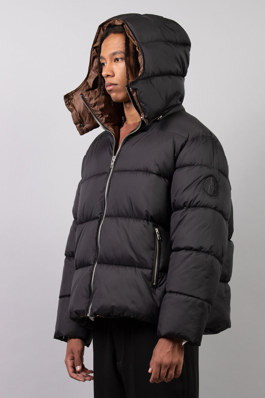 Piumino con cappuccio oversize fit - Nero